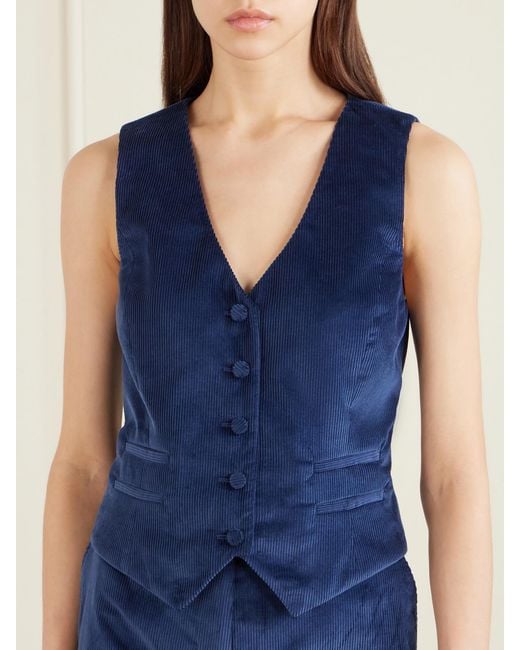 Gabriela Hearst Blue Coleridge Cotton-Corduroy Vest
