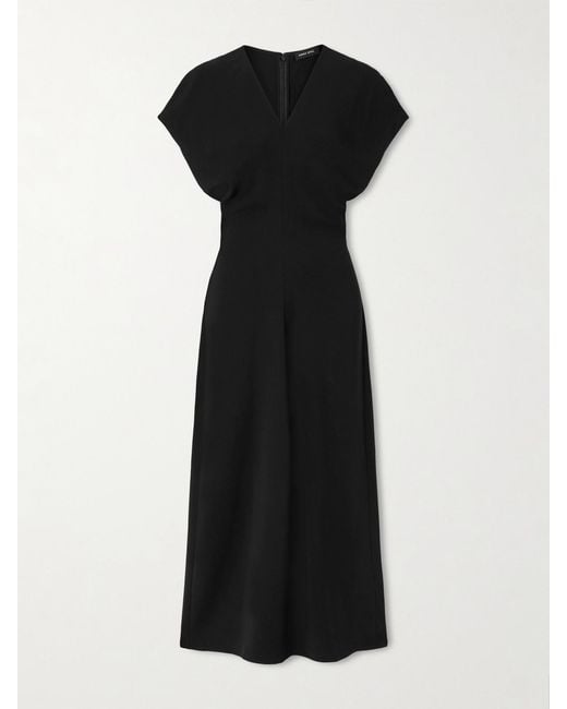 Anine Bing Black Zadig Gathered Crepe Midi Dress