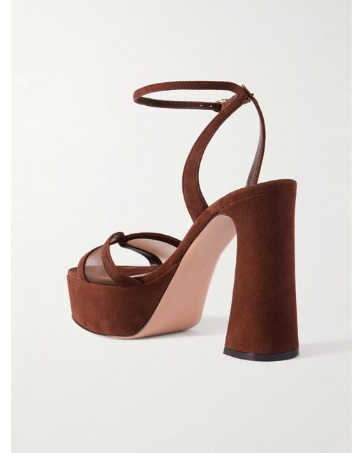 Gianvito Rossi Brown 120 Mesh-Paneled Suede Platform Sandals