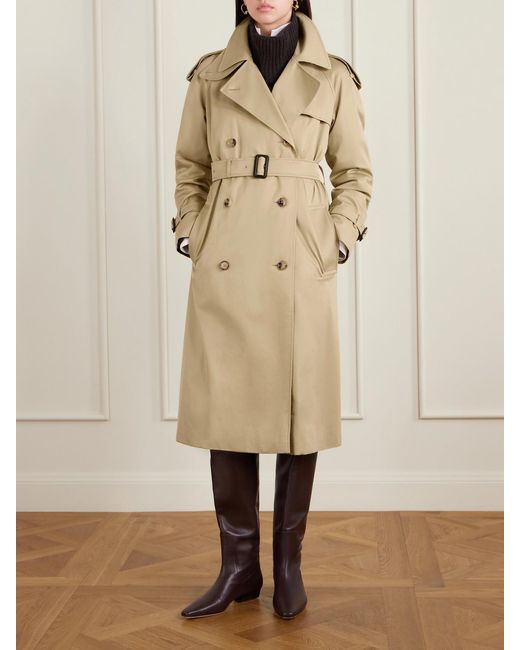 Burberry Natural Castleford Double-Breasted Belted Cotton-Gabardine Trench Coat