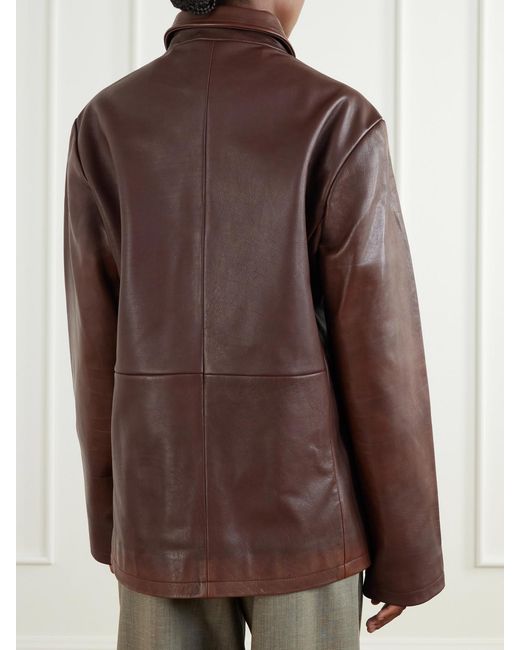 Studio Nicholson Brown Landau Leather Jacket
