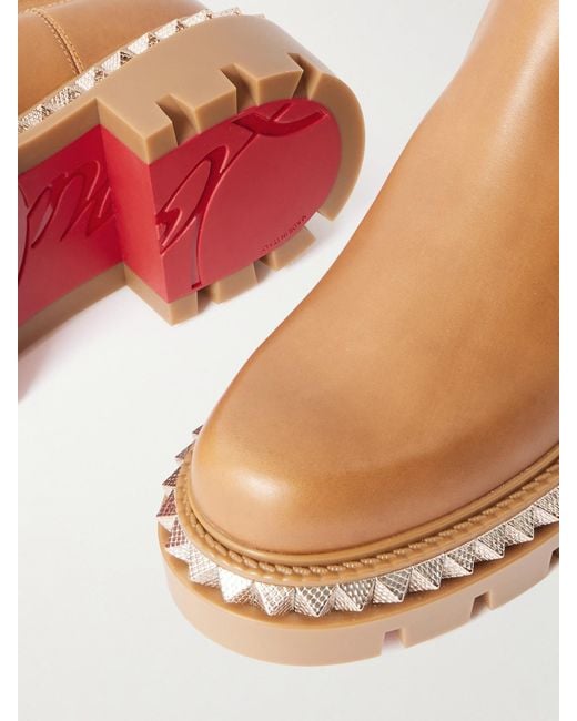 Christian Louboutin Brown Emilia Pyraclou Chelsea Boots Aus Leder Mit Nieten