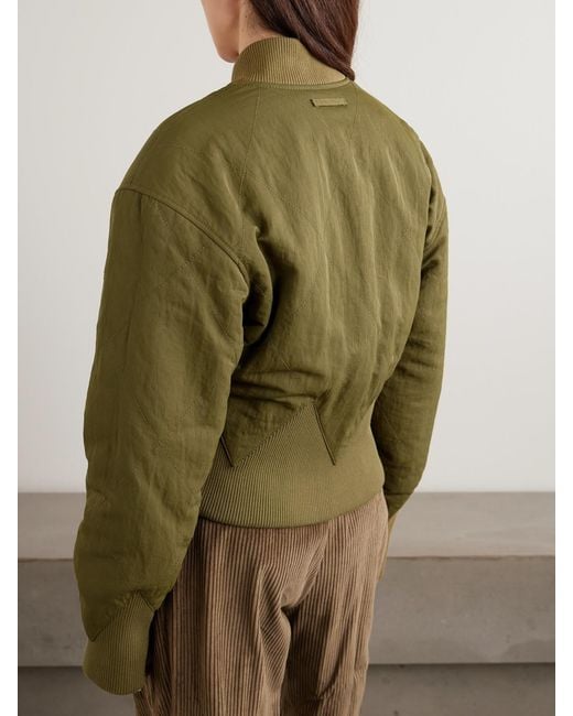 Jean Paul Gaultier Green Paneled Quilted Recycled-Shell Bomber Jacket
