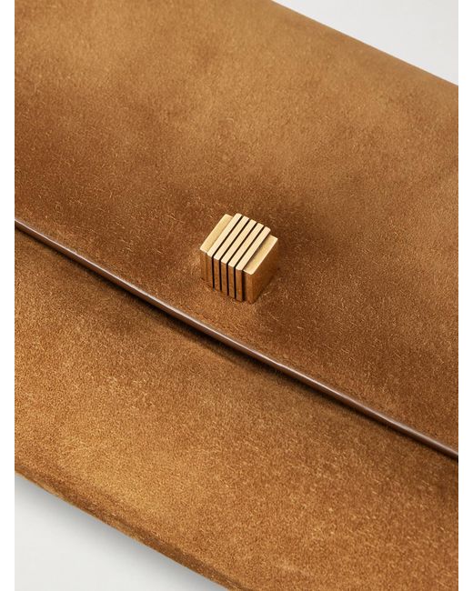 Khaite Brown Audrey Suede Clutch Bag