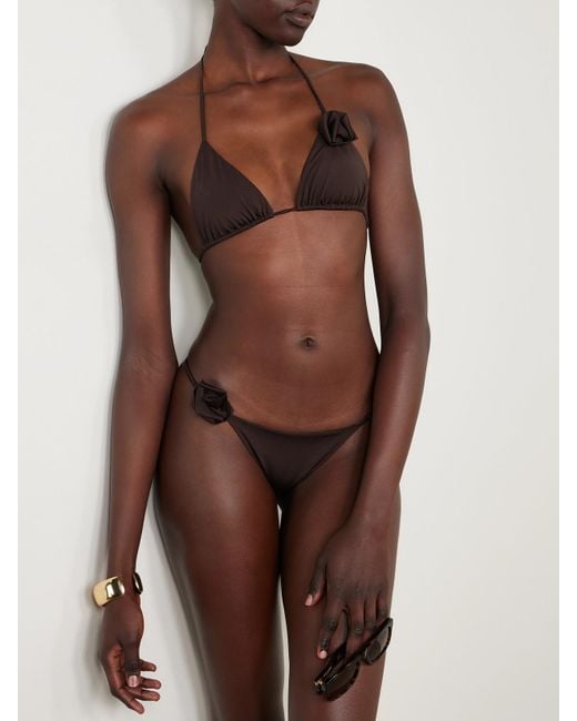 Maygel Coronel Natural Gola Appliquéd Triangle Halterneck Bikini