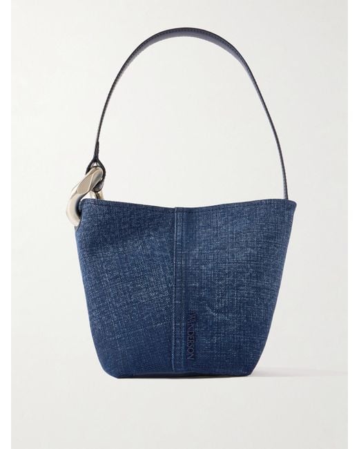 J.W. Anderson Blue The Jwa Corner Small Embellished Denim Tote