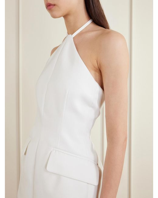 Sportmax White Silk-Blend Chiffon And Crepe Halterneck Maxi Dress