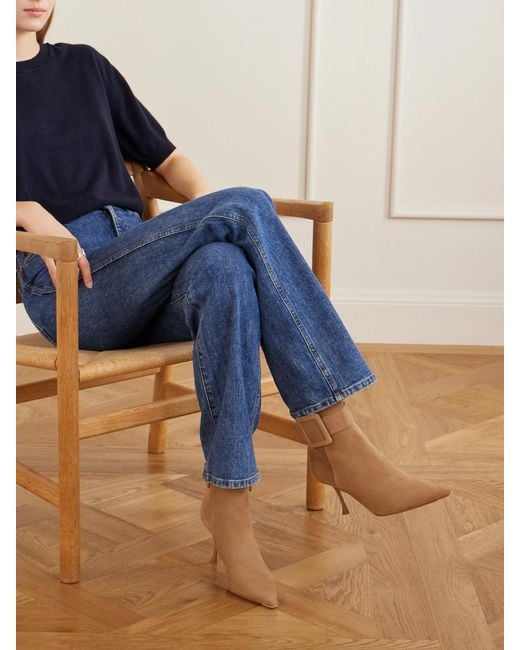 Roger Vivier Brown Viv Ville 85 Suede Ankle Boots