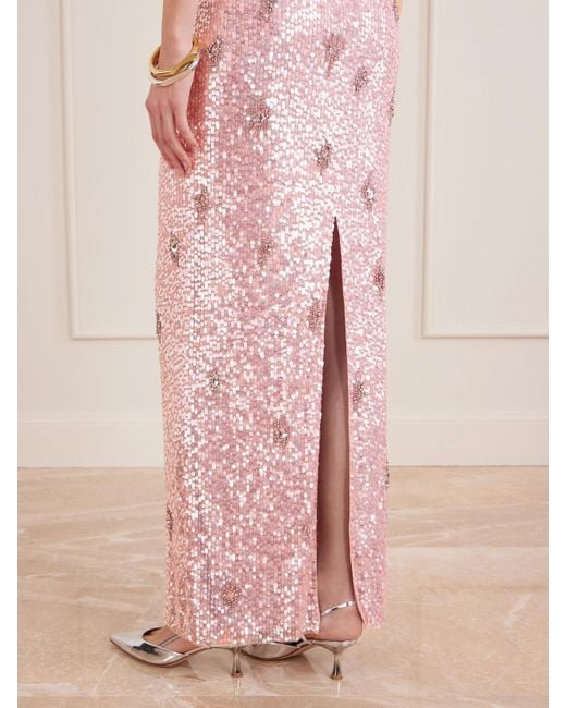 Jenny Packham Pink Eza Embellished Mesh Gown