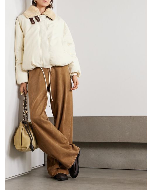 Loewe Natural Shearling-Trimmed Cotton-Blend Shell Jacket