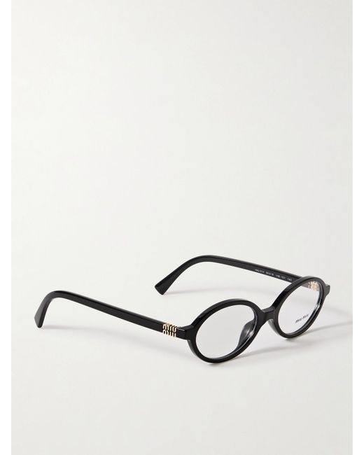 Miu Miu Black Oval-Frame Acetate Optical Glasses