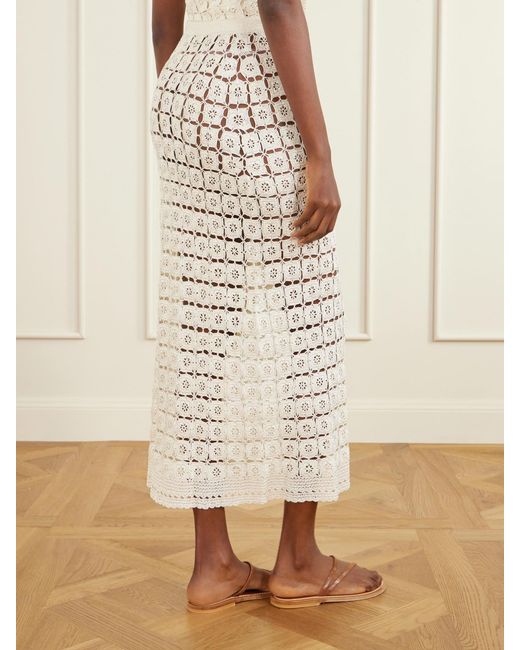 Calle Del Mar White Tea Party Crochet Midi Skirt
