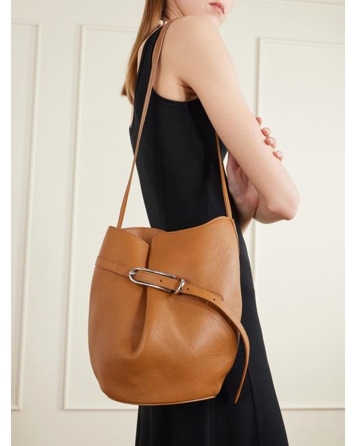 Liffner White Belted Leather Bucket Bag