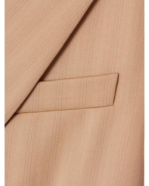 Stella McCartney Natural Double-Breasted Striped Wool-Blend Blazer