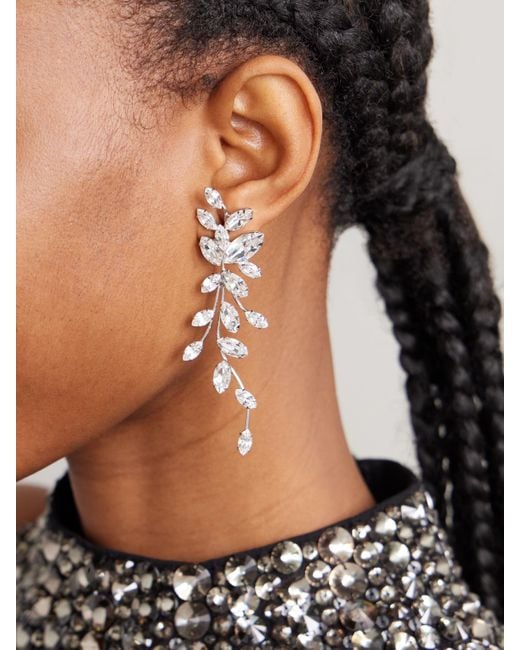 Jennifer Behr White Vivica-Tone Crystal Earrings