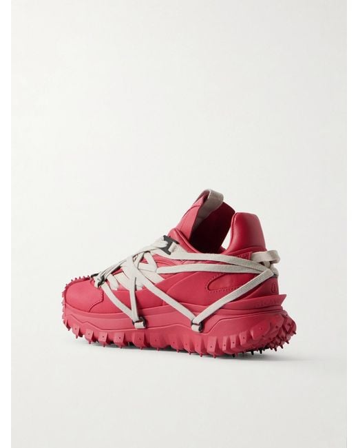 Rick Owens Pink Moncler Trailgrip Megalace Leather And Rubber Sneakers