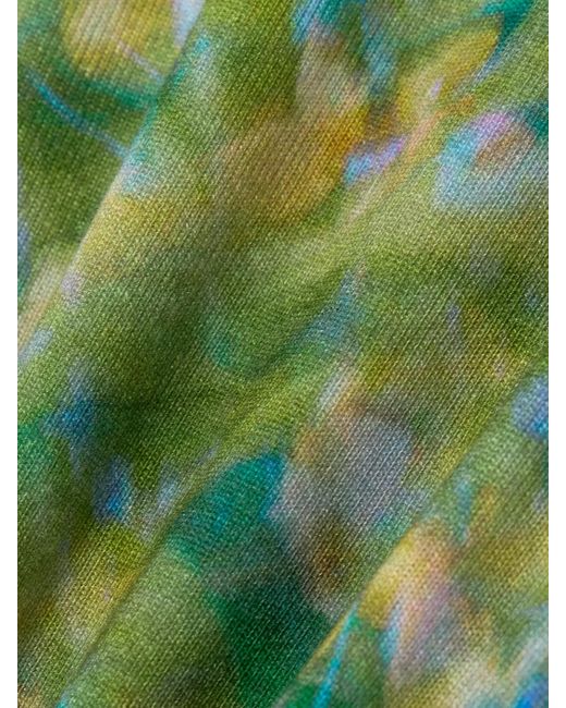 Siedres Green Floral-Print Stretch-Jersey Flared Pants