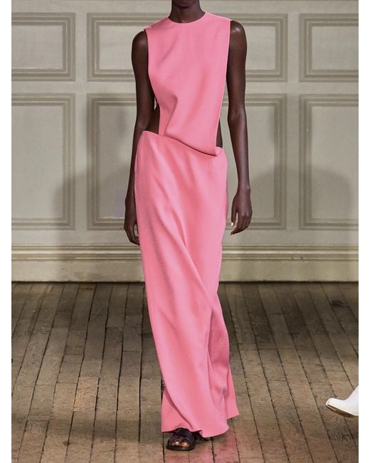 Emilia Wickstead Pink Juulia Asymmetric Crepe Gown