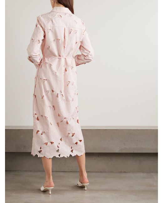 Erdem Pink Cutout Embroidered Poplin Midi Dress