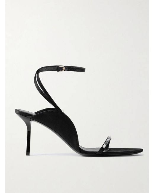Victoria Beckham White Eliza Crystal-Embellished Satin Sandals