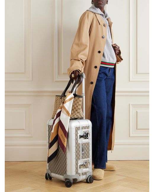 Gucci Gray Fpm Milano Monogrammed Coated-Canvas And Aluminum Suitcase