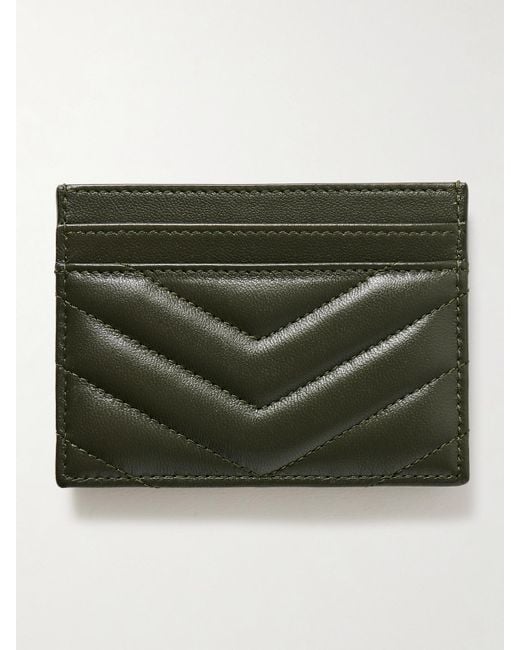 Saint Laurent Green Cassandre Kartenetui Aus Matelassé-Leder