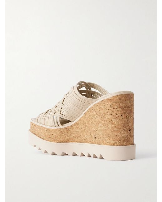 Stella McCartney Natural Sneak-Elyse Woven Wedge Mules