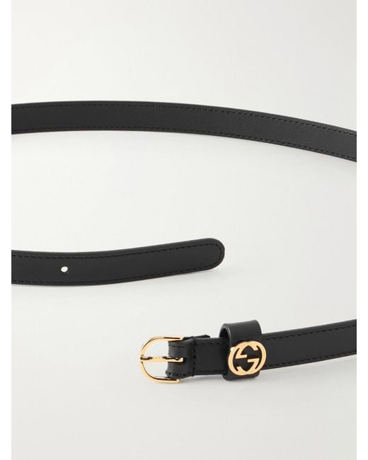 Gucci Black Logo-Embellished Leather Belt