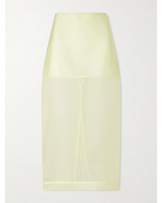 Frankie Shop Peri Sheer Silk-Blend Midi Skirt in Yellow | Lyst