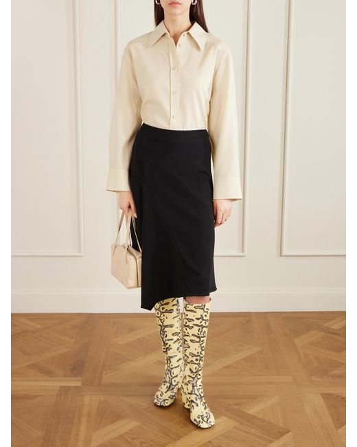 Proenza Schouler White Slant 80 Snake-Effect Leather Knee Boots