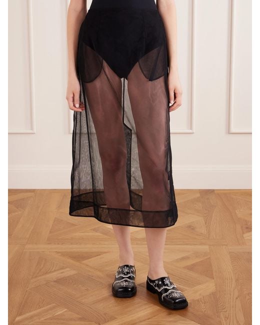 Simone Rocha Black Organza Midi Skirt