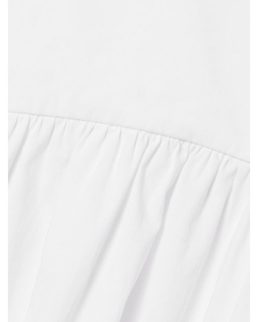 Staud White Romy Gathered Cotton-Blend Poplin Maxi Dress