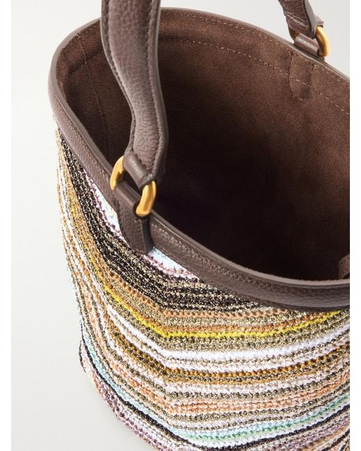 Missoni White Leather-Trimmed Metallic Crochet-Knit Tote