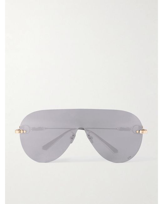 Dior Gray Cd Chain M2U Rimless Aviator-Style-Tone Sunglasses