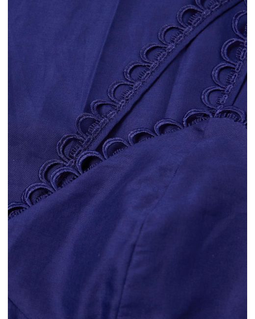 Robe Midi En Voile De Coton Mélangé À Finitions En Dentelle Guipure Iraso Charo Ruiz en coloris Blue