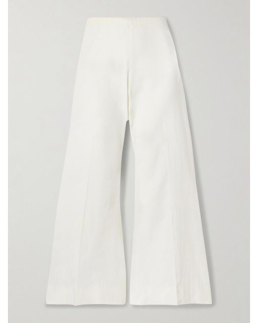 Khaite White Walter Cotton-Canvas Flared Pants