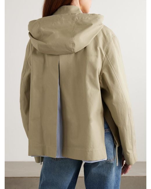 Veste À Capuche En Serge De Coton À Broderie Et À Finitions En Popeline Rayée Loewe en coloris Green