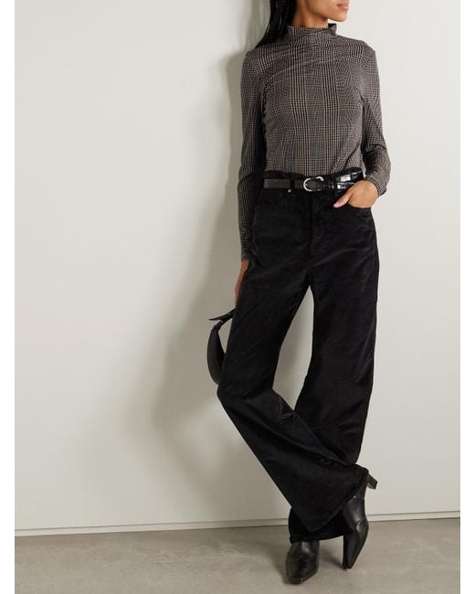 Veronica Beard Gray Nate Prince Of Wales Stretch-Lyocell Top