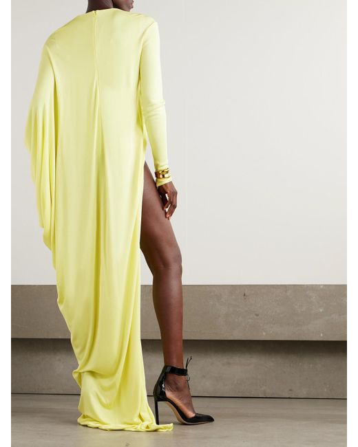 mango asymmetric dress pleated MNM Couture O07822 Crepe Mermaid Gown with Asymmetric Embellishment