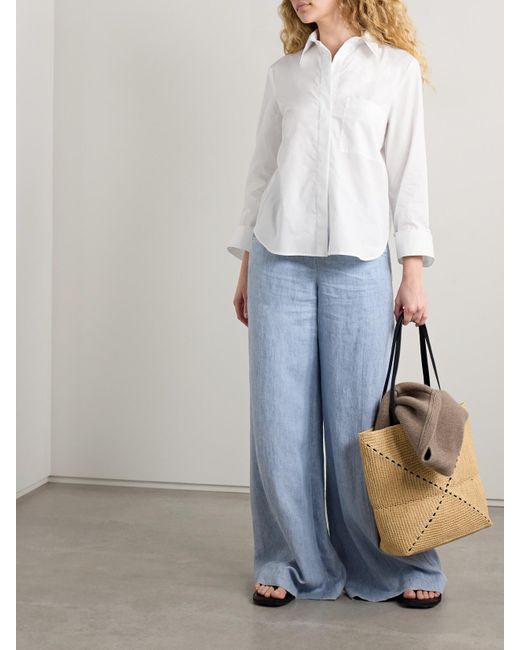 Twp White Boyfriend Cotton-Poplin Shirt