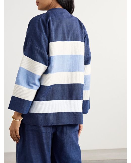 Lemlem Blue Terara Striped Cotton Jacket