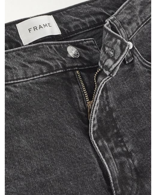 FRAME Gray The Borrowed Mid-Rise Straight-Leg Jeans