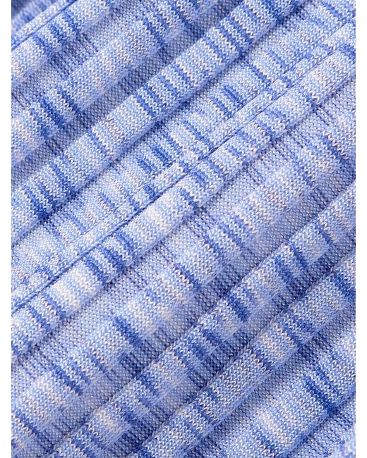 Zimmermann Blue Mouline Ribbed-Knit Sweater