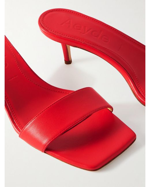 Aeyde Red Ilvy Leather Mules