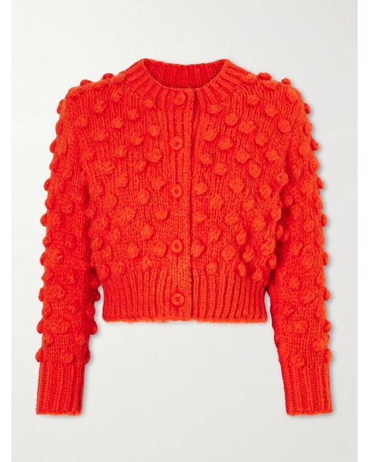 Suzie Kondi Red Juno Cropped Knitted Cotton And Silk-Blend Cardigan