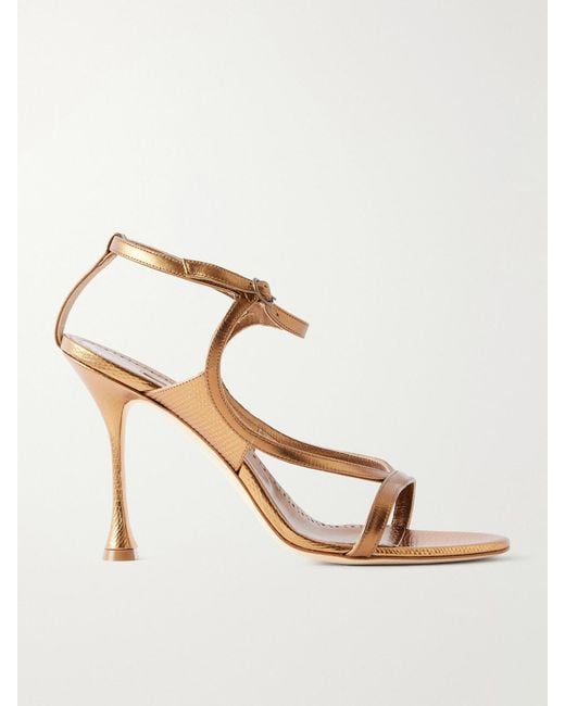 Manolo Blahnik Natural Tibula 105 Leather Sandals