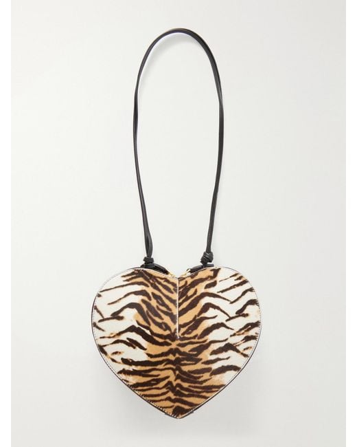 Alaïa White Le Coeur Animal-Print Leather-Trimmed Calf Hair Shoulder Bag