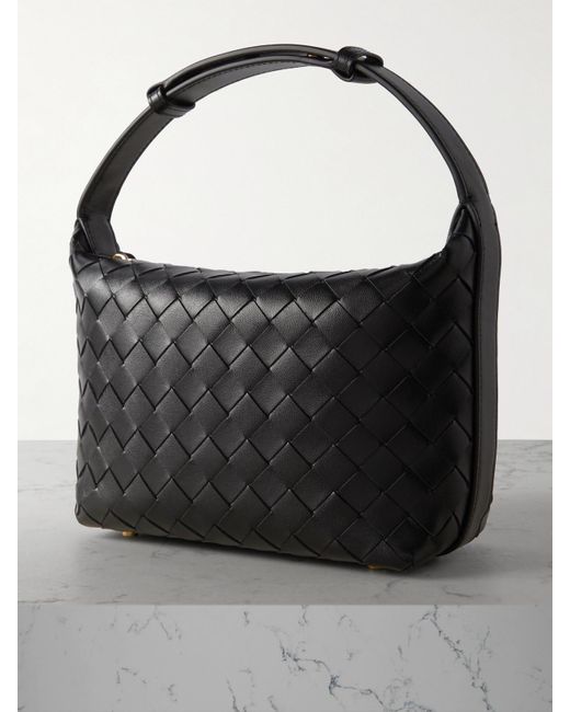 Bottega Veneta Black Wallace Mini Intrecciato Leather Shoulder Bag