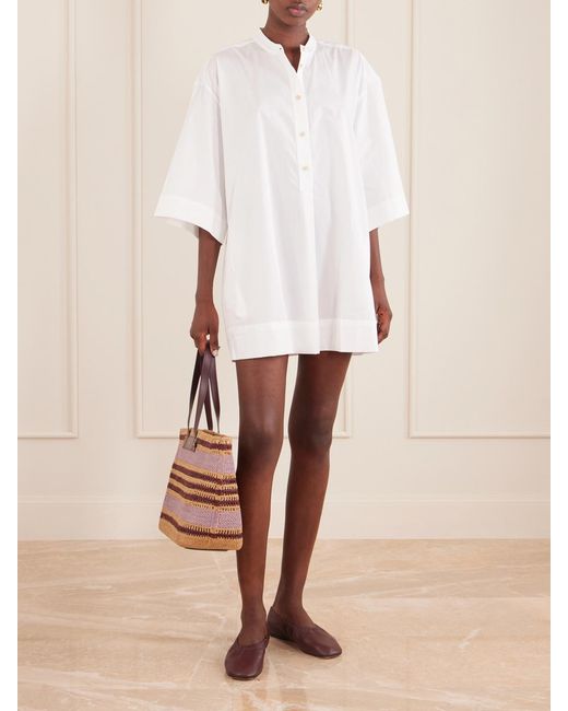 Anya Hindmarch Brown Striped Raffia Tote