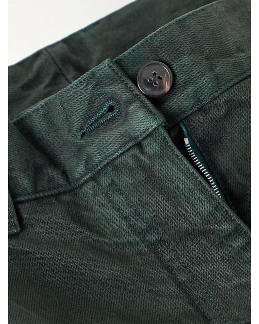 Dries Van Noten Green Velvet-Trimmed Mid-Rise Wide-Leg Jeans